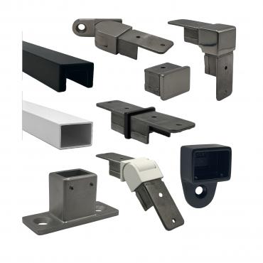 21 x 30mm Slotted & Non-Slotted Handrails & Components (Suits 15mm Glass)