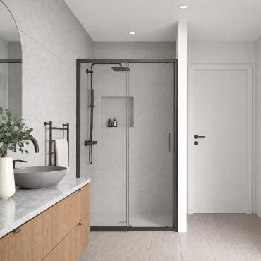 AVANTI : SINGLE SLIDING : FRONT & RETURN PANELS - BRUSHED GUNMETAL