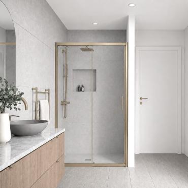 AVANTI : SINGLE SLIDING : FRONT & RETURN PANELS - BRUSHED GOLD