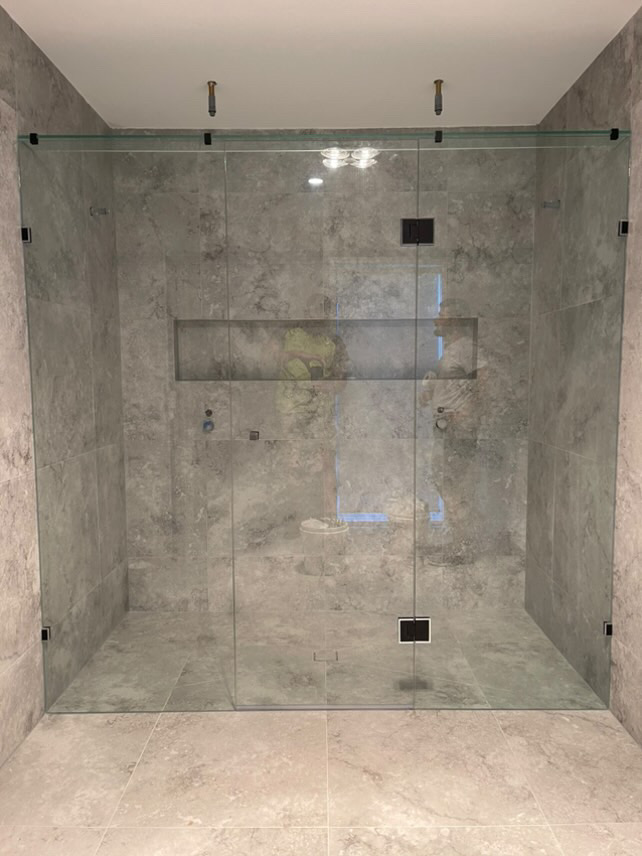 10mm Frameless Shower Screen with Chrome/Black Hardware