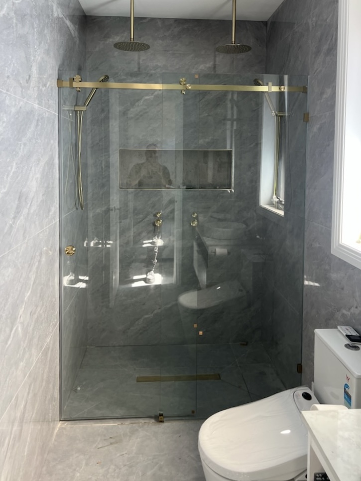 Style Shower Screen in Brushed Gold