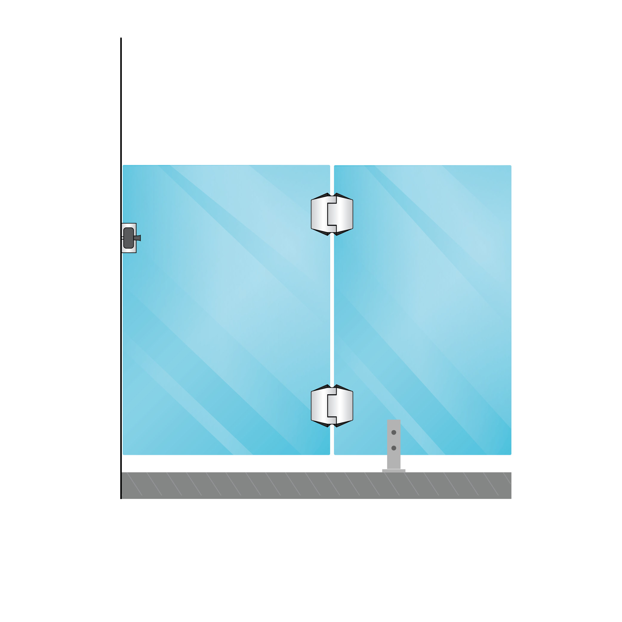 Polaris Wall Gate System (Latch on Wall) (Spigot System) Satin Finish