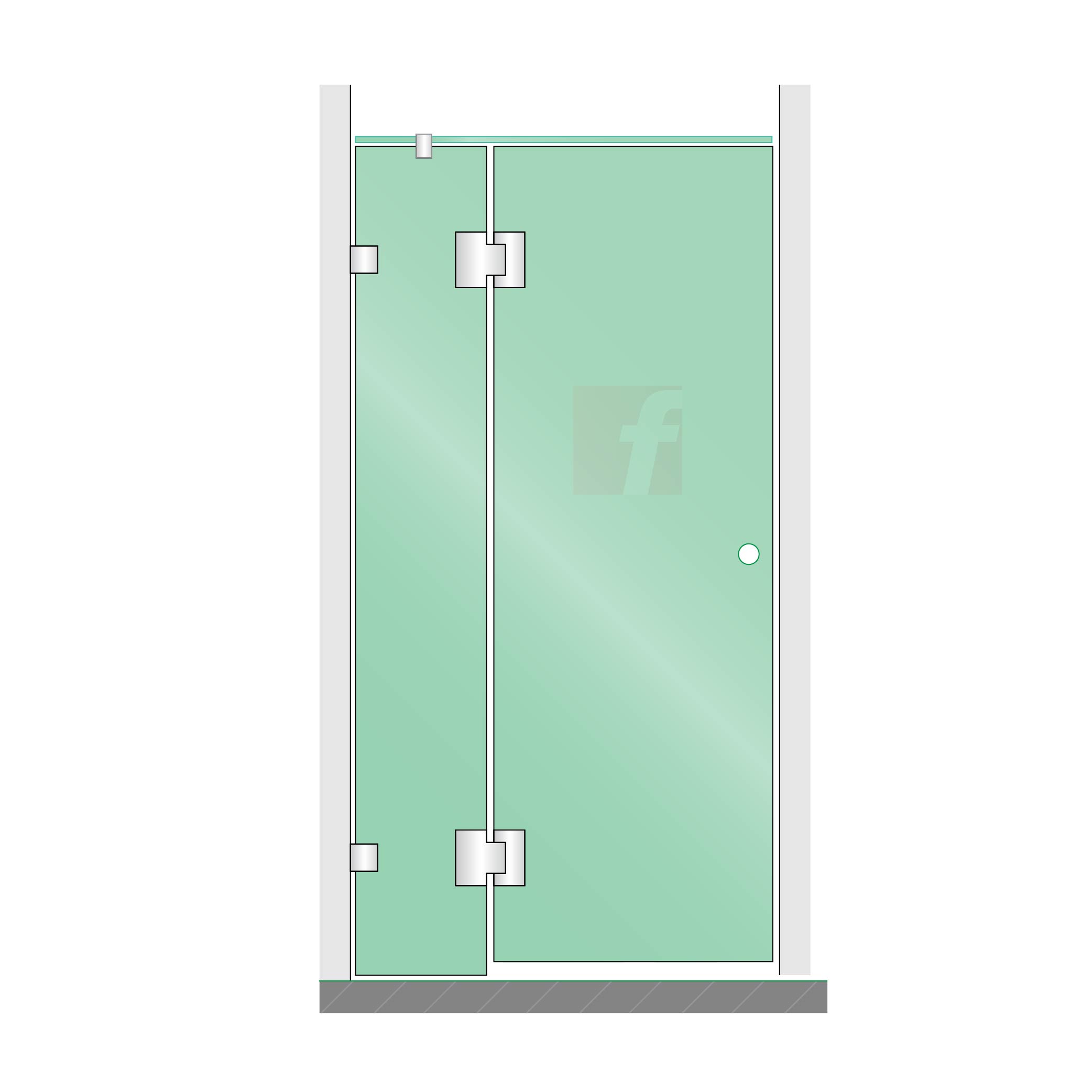 2 PANEL A (IN-LINE) WITH CHROME PLATED HARDWARE