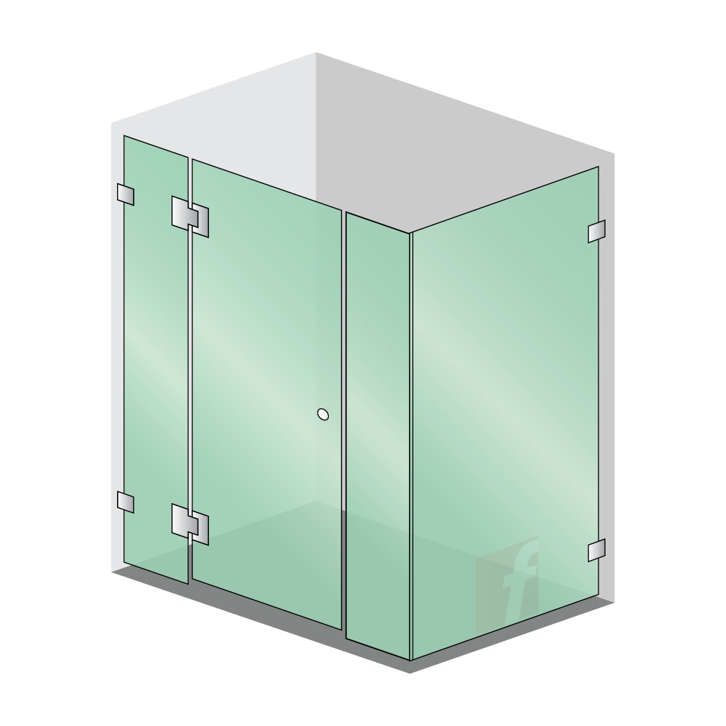 4 PANEL CORNER SCREEN WITH CHROME HARDWARE (BEVELED EDGES)