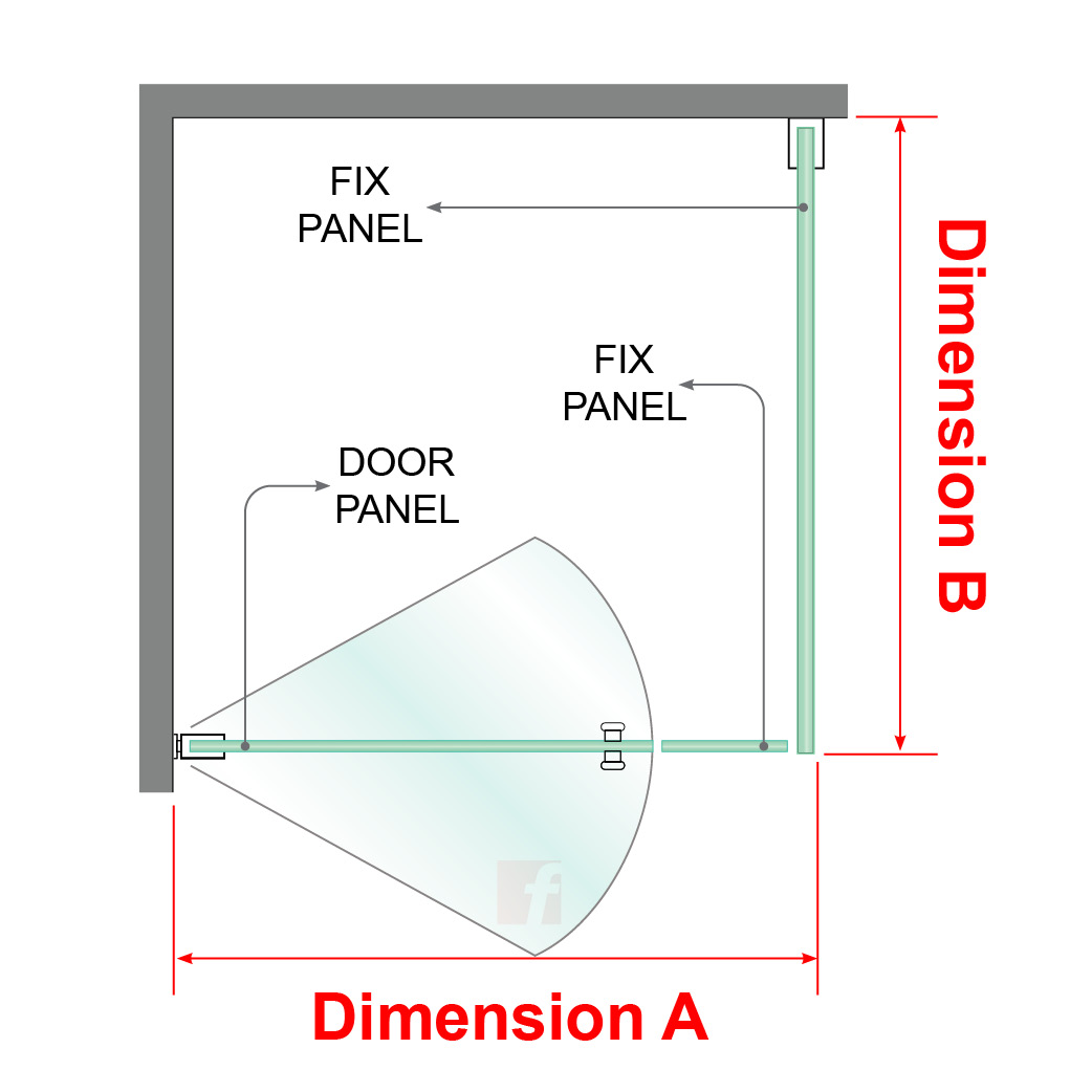 3 PANEL B CORNER SCREEN WITH CHROME PLATED HARDWARE