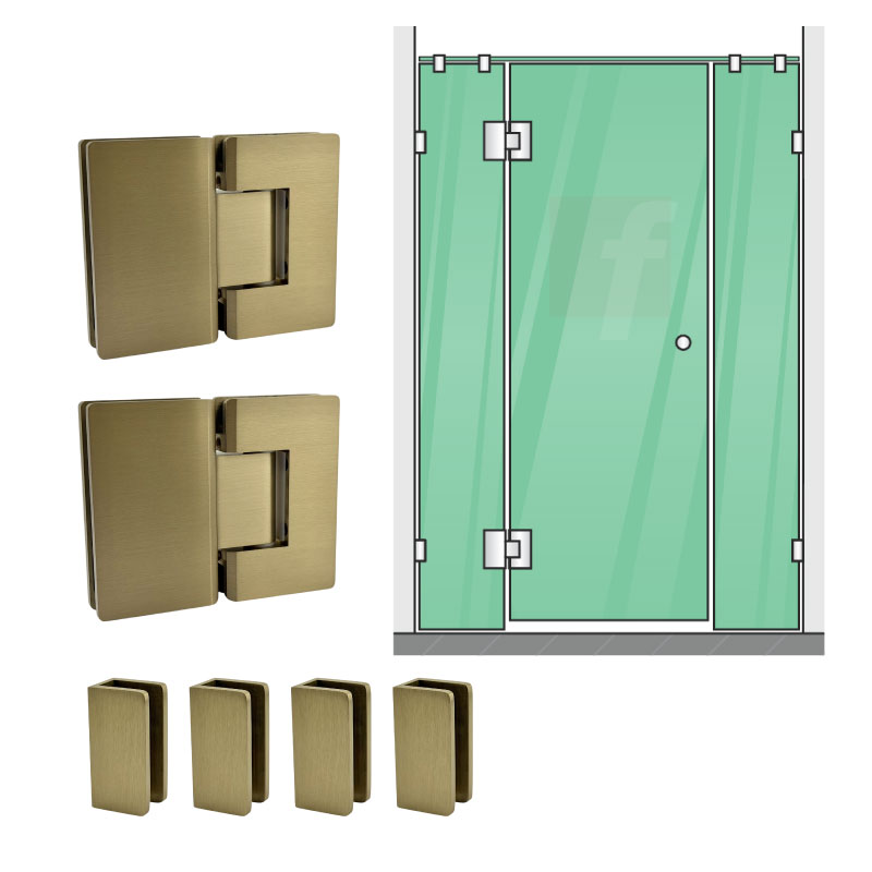 3 PANEL INLINE SCREEN WITH BRUSHED GOLD HARDWARE
