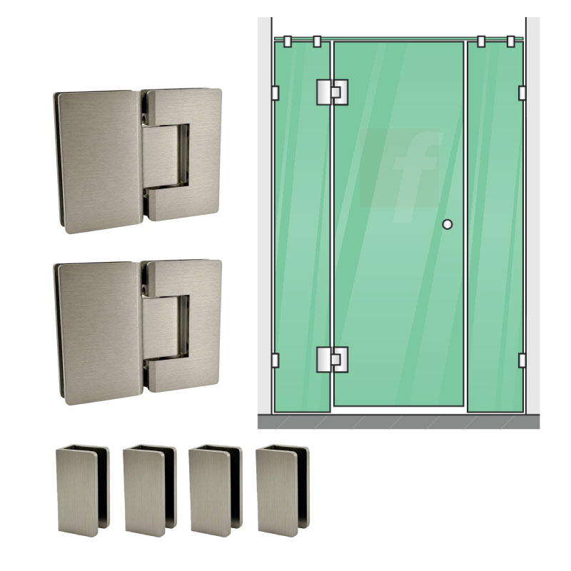 3 PANEL INLINE SCREEN WITH BRUSHED NICKEL HARDWARE