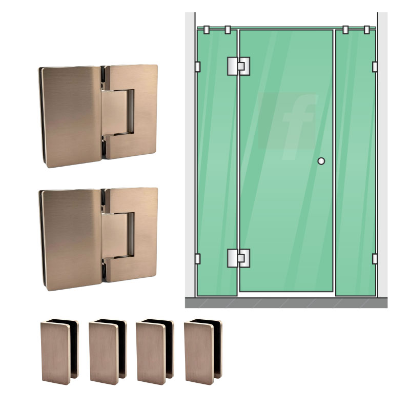 3 PANEL INLINE SCREEN WITH BRUSHED BRONZE HARDWARE