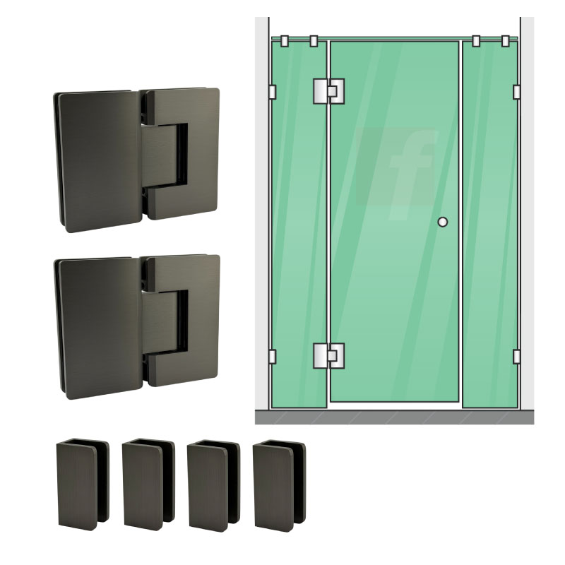 3 PANEL INLINE SCREEN WITH BRUSHED GUNMETAL HARDWARE