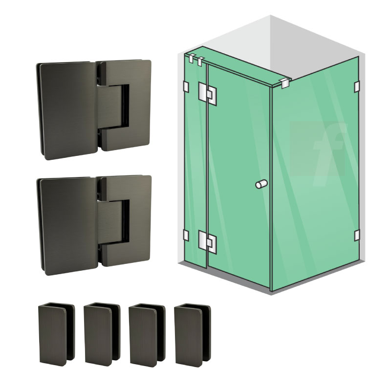3 PANEL A CORNER SCREEN WITH BRUSHED GUNMETAL HARDWARE