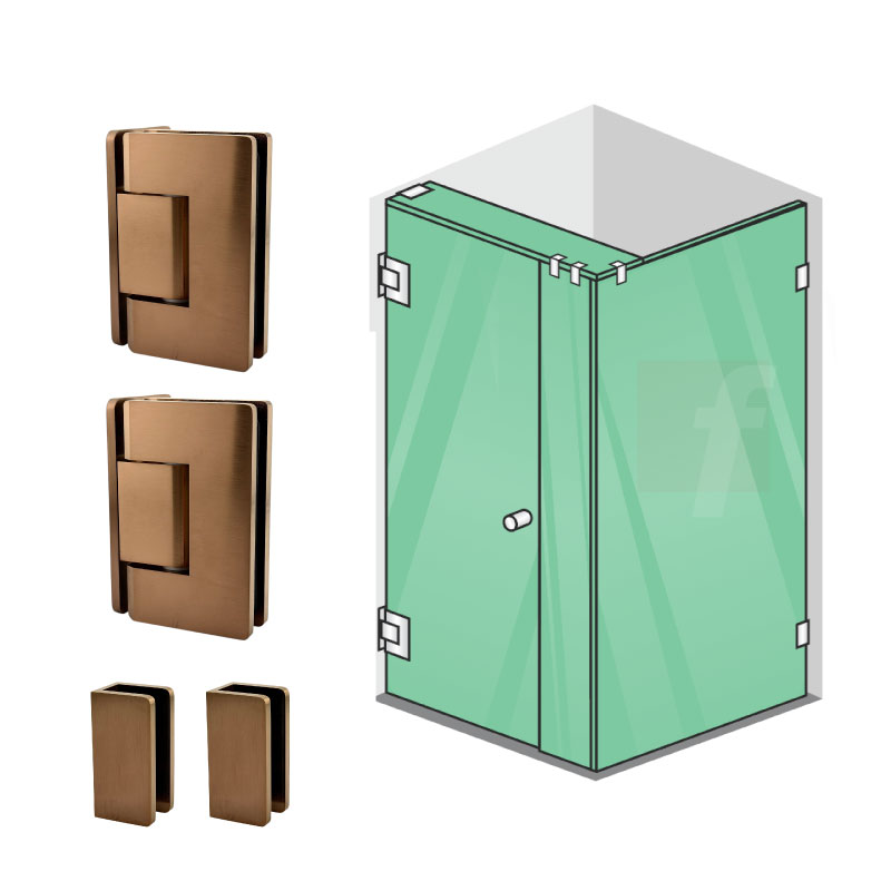 3 PANEL B CORNER SCREEN WITH BRUSHED COPPER HARDWARE