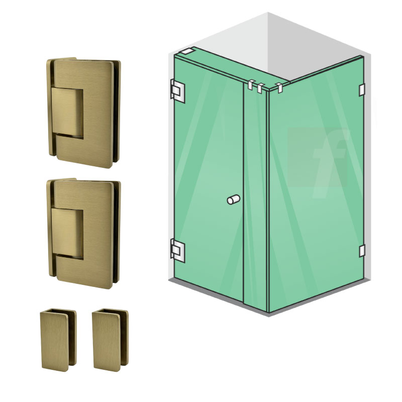 3 PANEL B CORNER SCREEN WITH BRUSHED GOLD HARDWARE