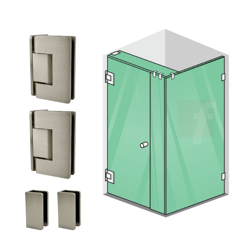 3 PANEL B CORNER SCREEN WITH BRUSHED NICKEL HARDWARE