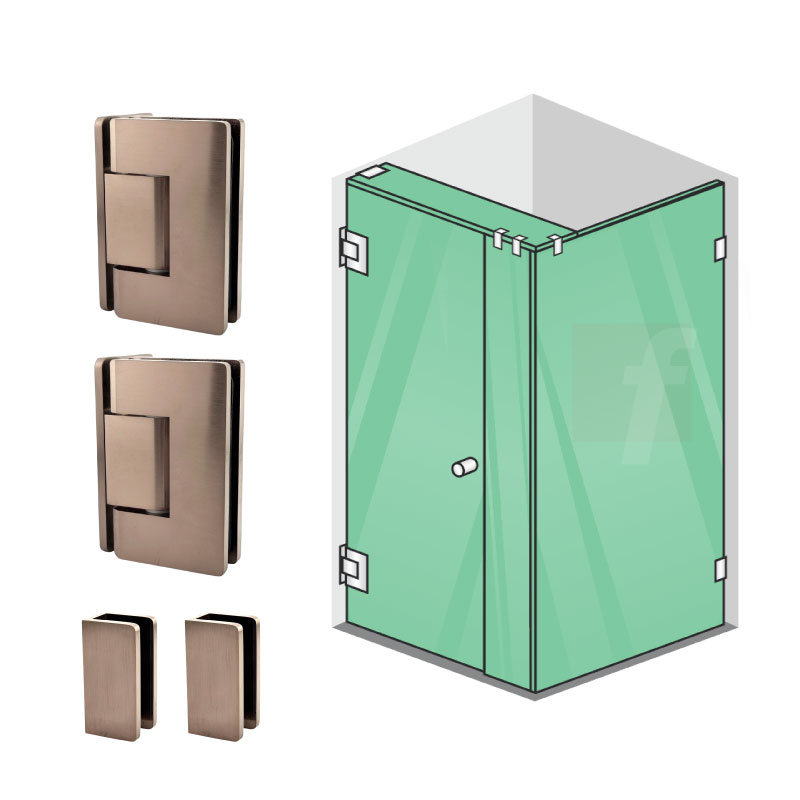 3 PANEL B CORNER SCREEN WITH BRUSHED BRONZE HARDWARE