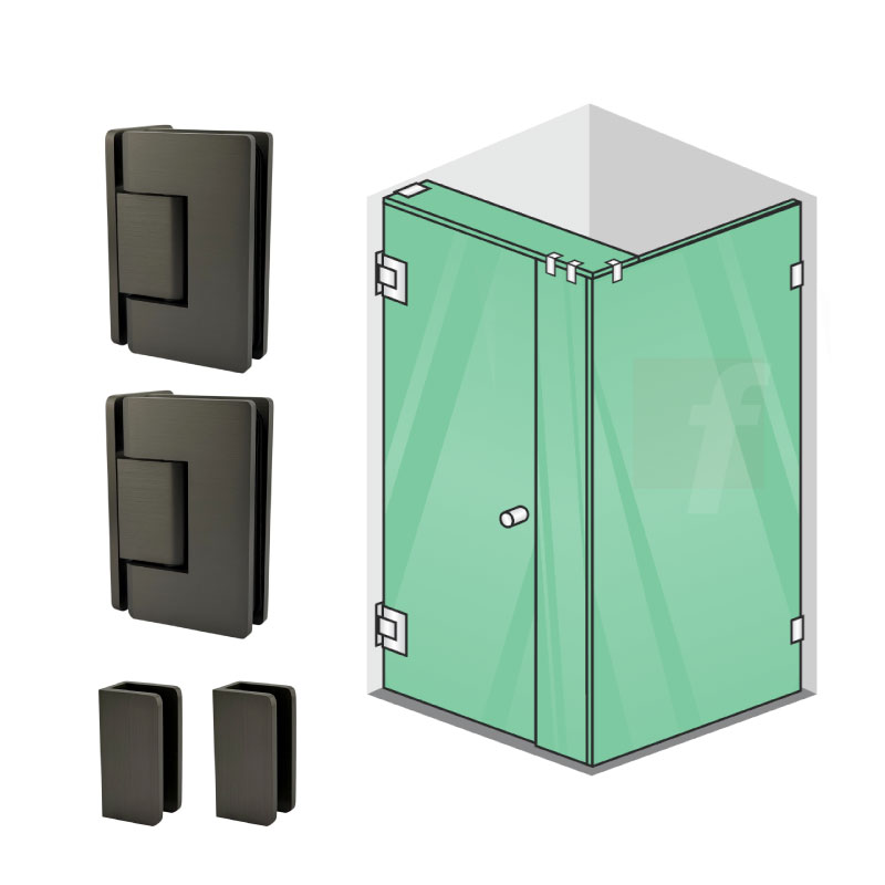3 PANEL B CORNER SCREEN WITH BRUSHED GUNMETAL HARDWARE