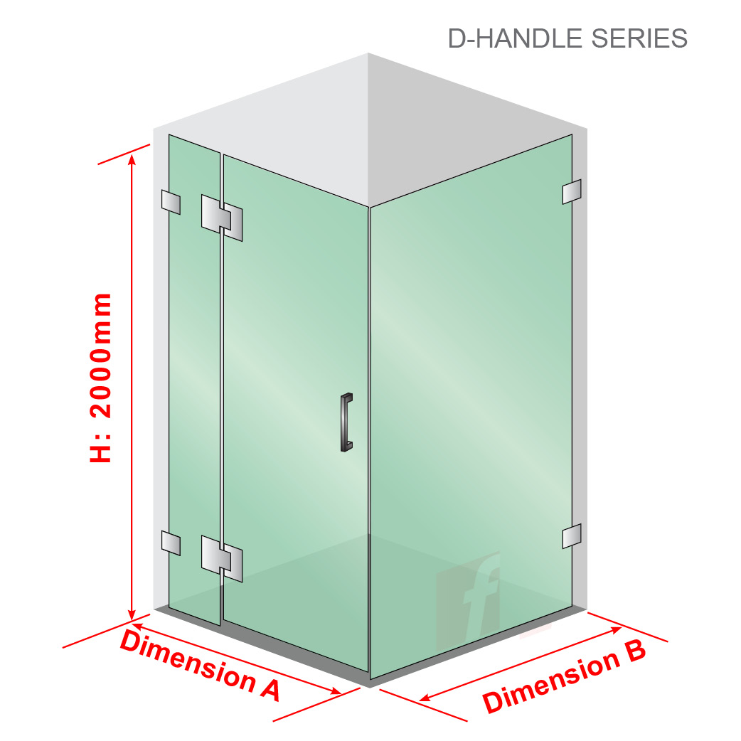 3 Panel (A)  D-Handle (Corner Showers)