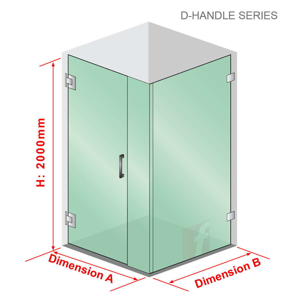 3 Panel (B)  D-Handle (Corner Showers)