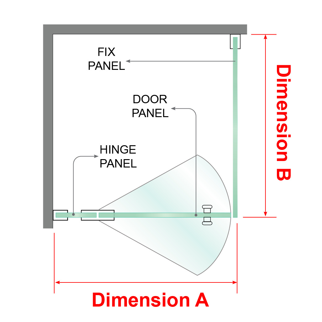 3 PANEL A CORNER SCREEN WITH MATTE BLACK HARDWARE