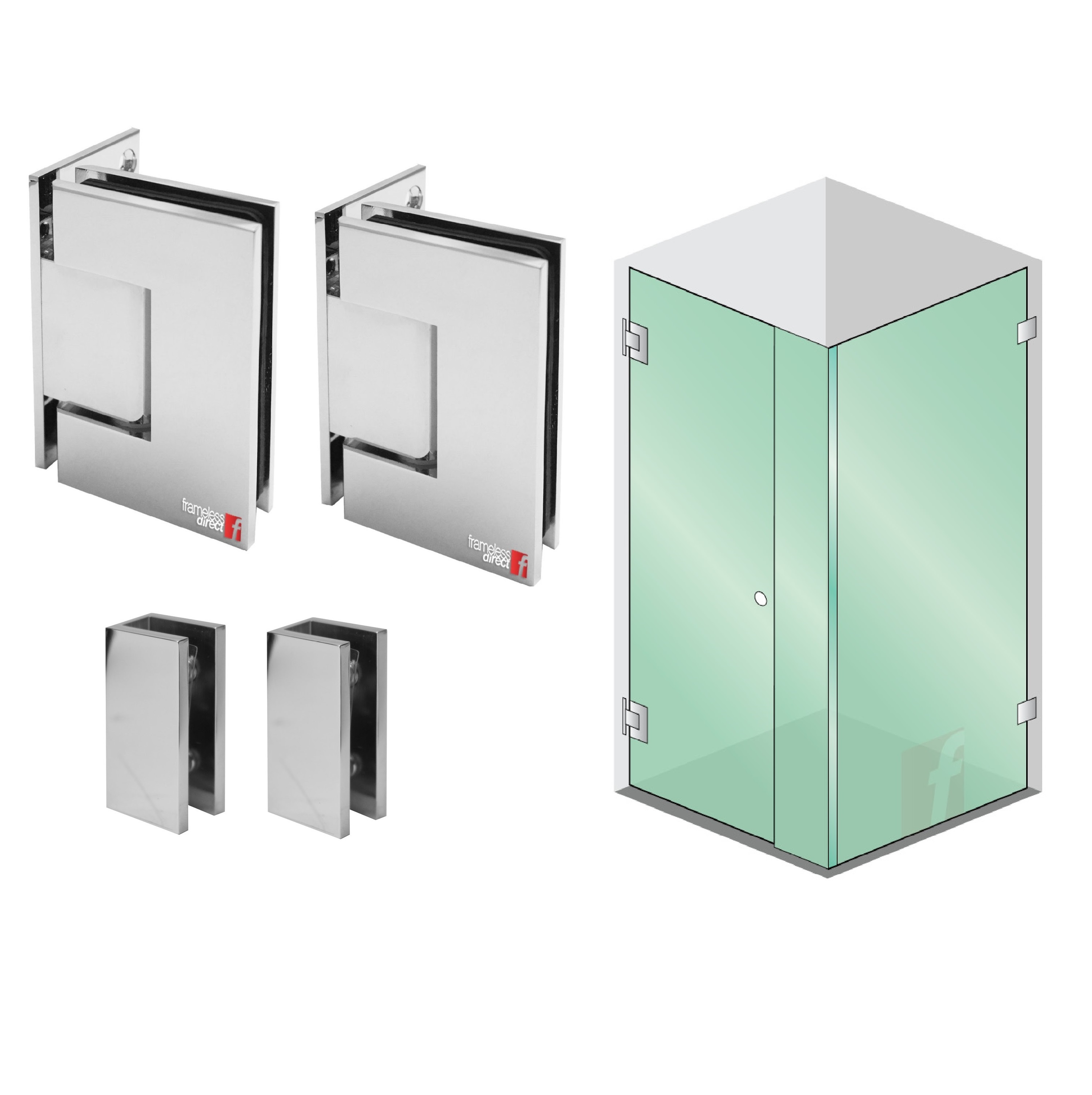 3 PANEL B CORNER SCREEN WITH CHROME PLATED HARDWARE