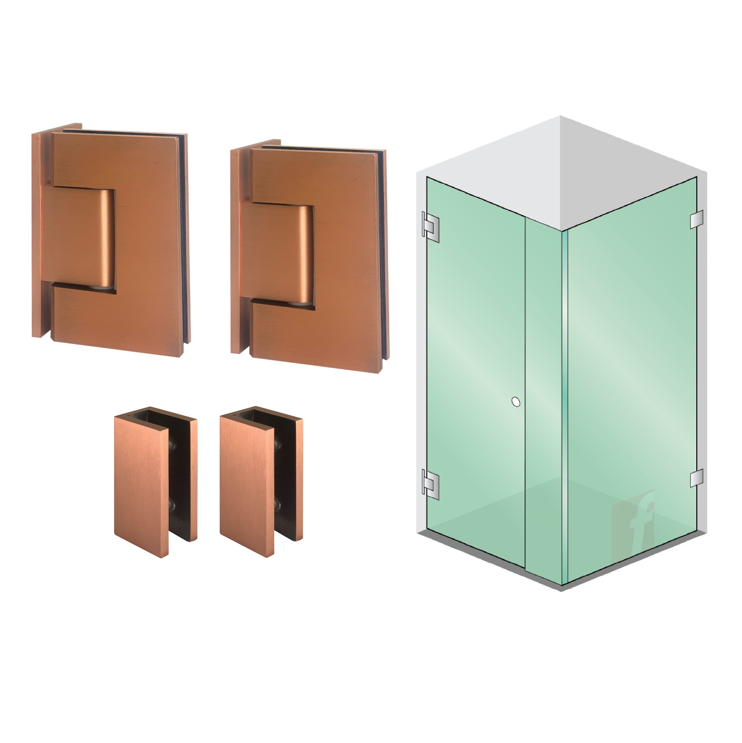 3 PANEL B CORNER SCREEN WITH BRUSHED ROSE GOLD HARDWARE