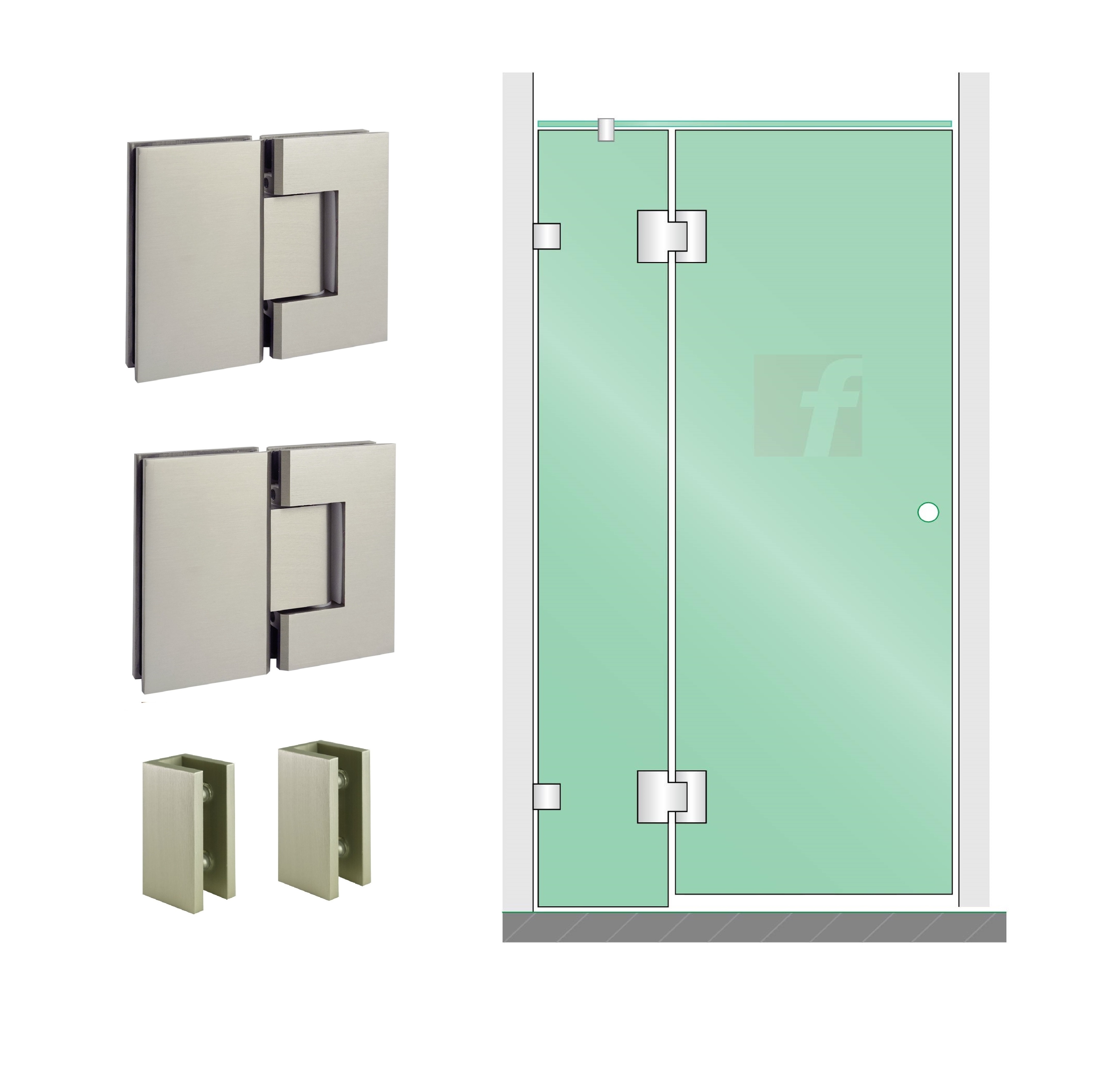 2 PANEL A (IN-LINE) WITH BRUSHED NICKEL HARDWARE