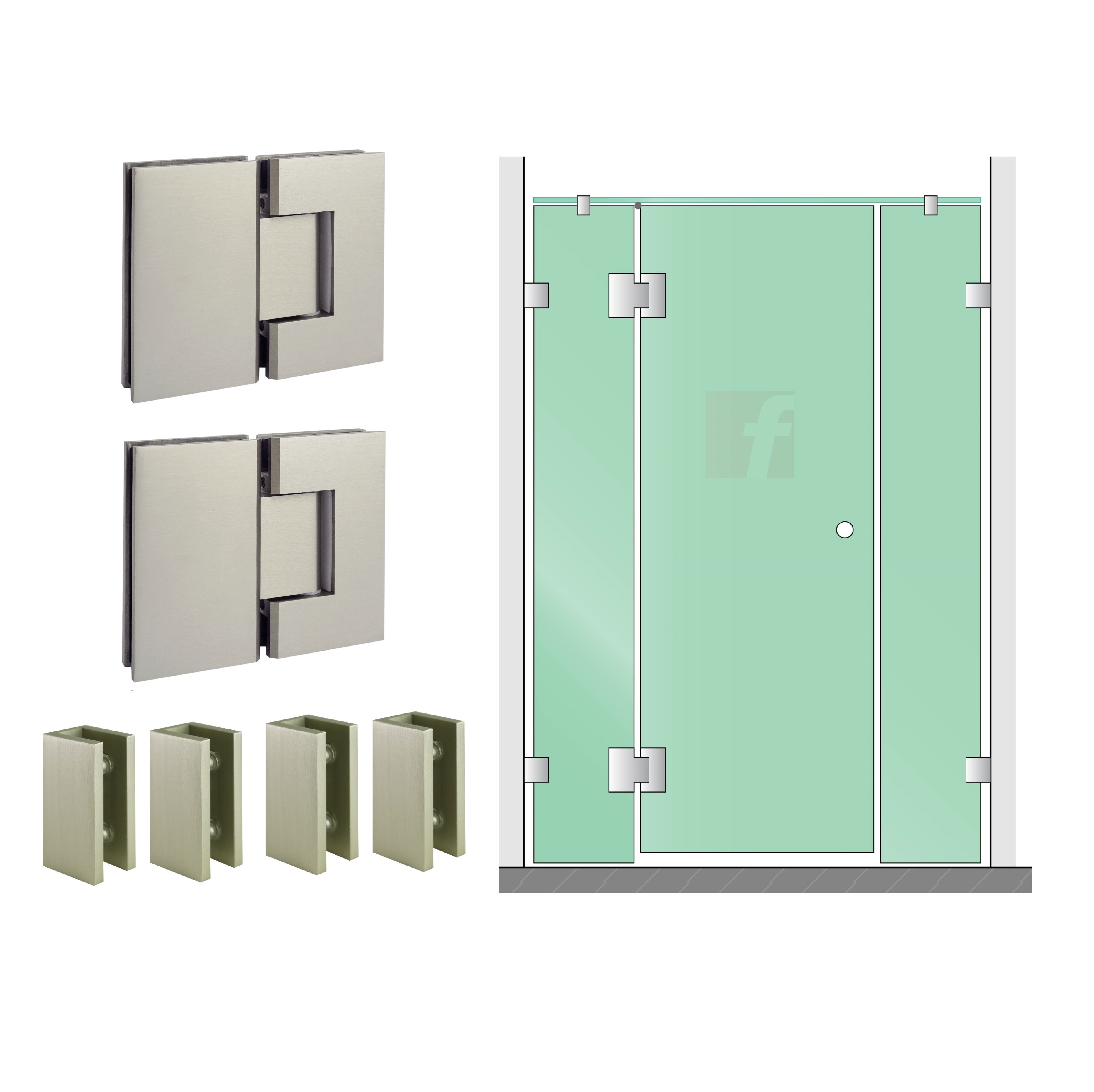 3 PANEL INLINE SCREEN WITH BRUSHED NICKEL HARDWARE