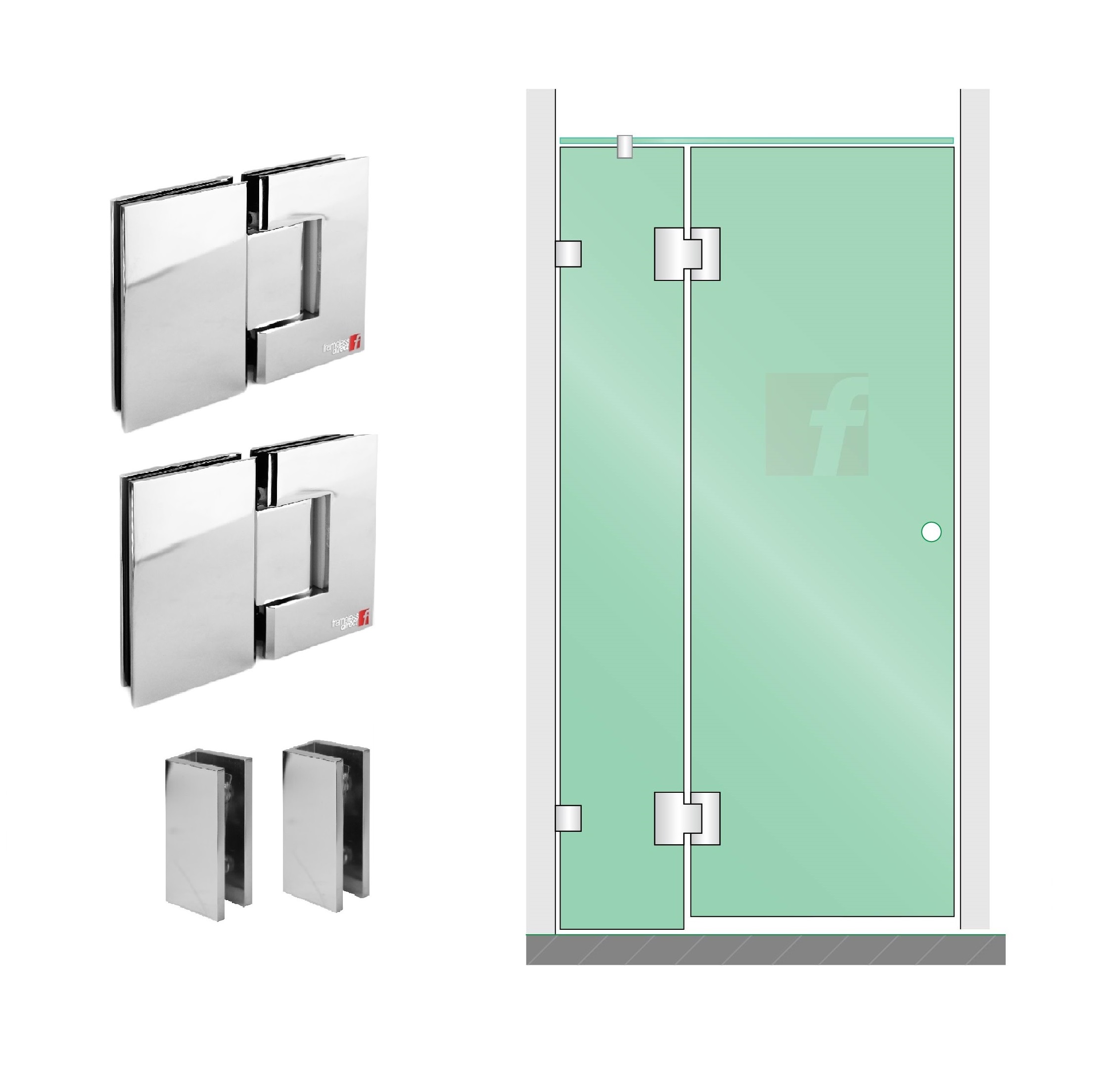 2 PANEL A (IN-LINE) WITH CHROME PLATED HARDWARE