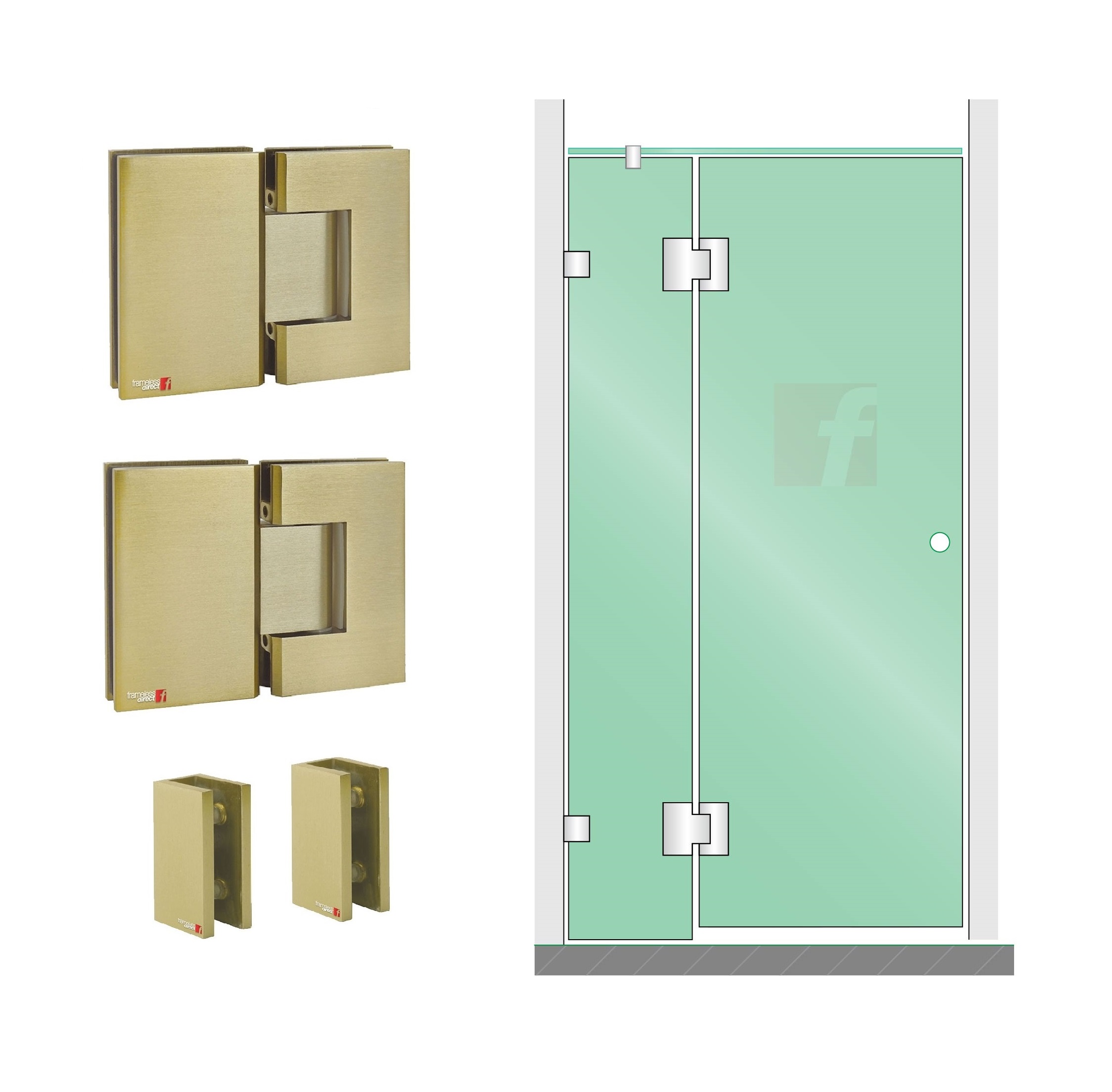 2 PANEL A (IN-LINE) WITH BRUSHED GOLD HARDWARE