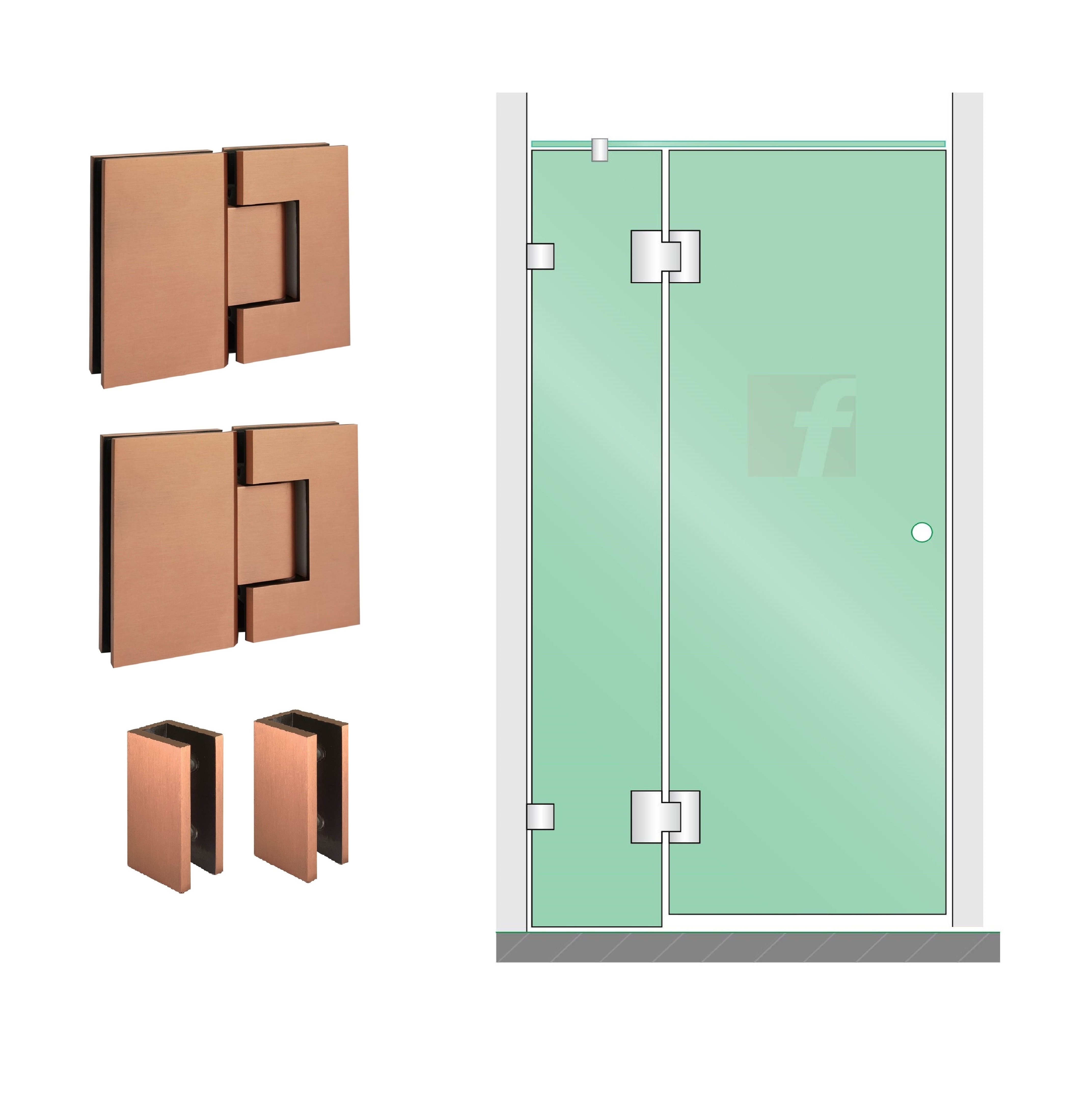 2 PANEL A (IN-LINE) WITH BRUSHED COPPER HARDWARE