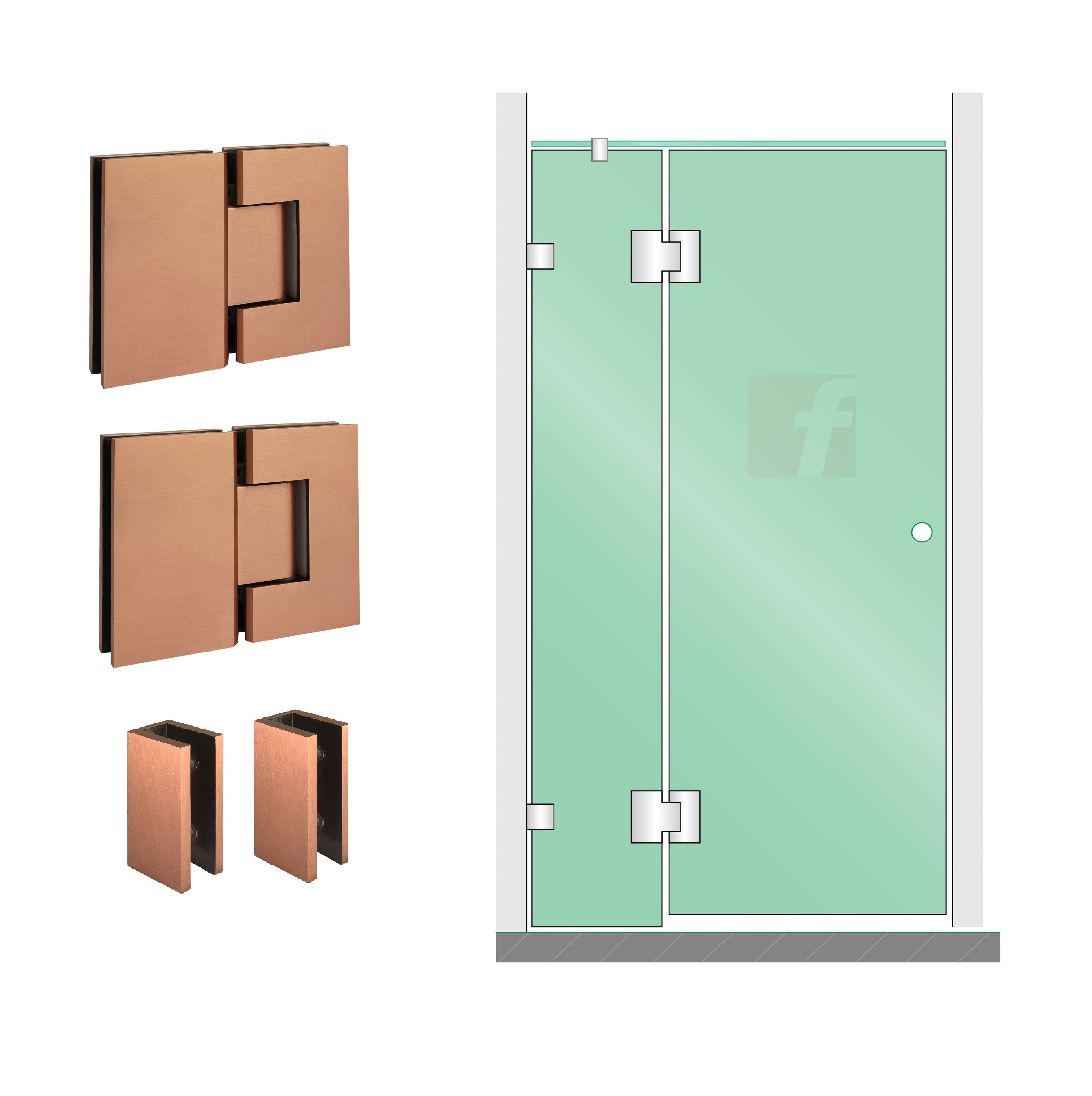 2 PANEL A (IN-LINE) WITH BRUSHED ROSE GOLD HARDWARE