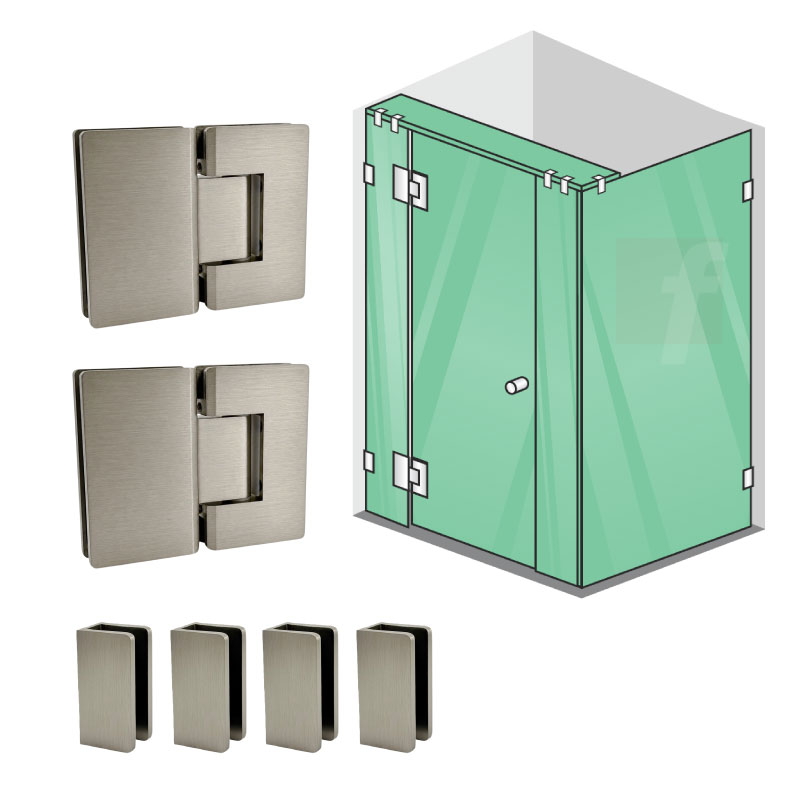 4 PANEL CORNER SCREEN WITH BRUSHED NICKEL HARDWARE