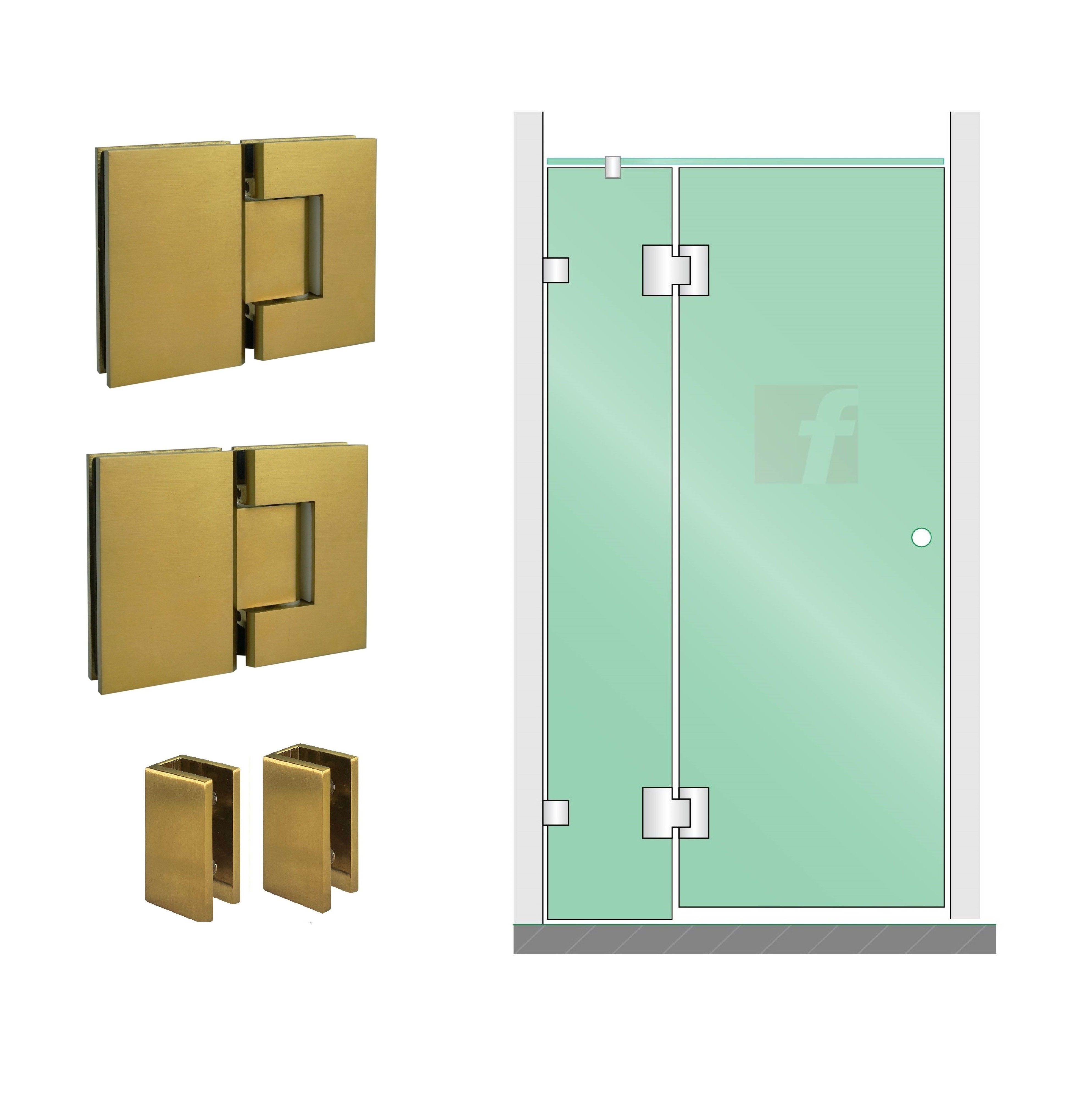 2 PANEL A (IN-LINE) WITH BRUSHED BRASS HARDWARE