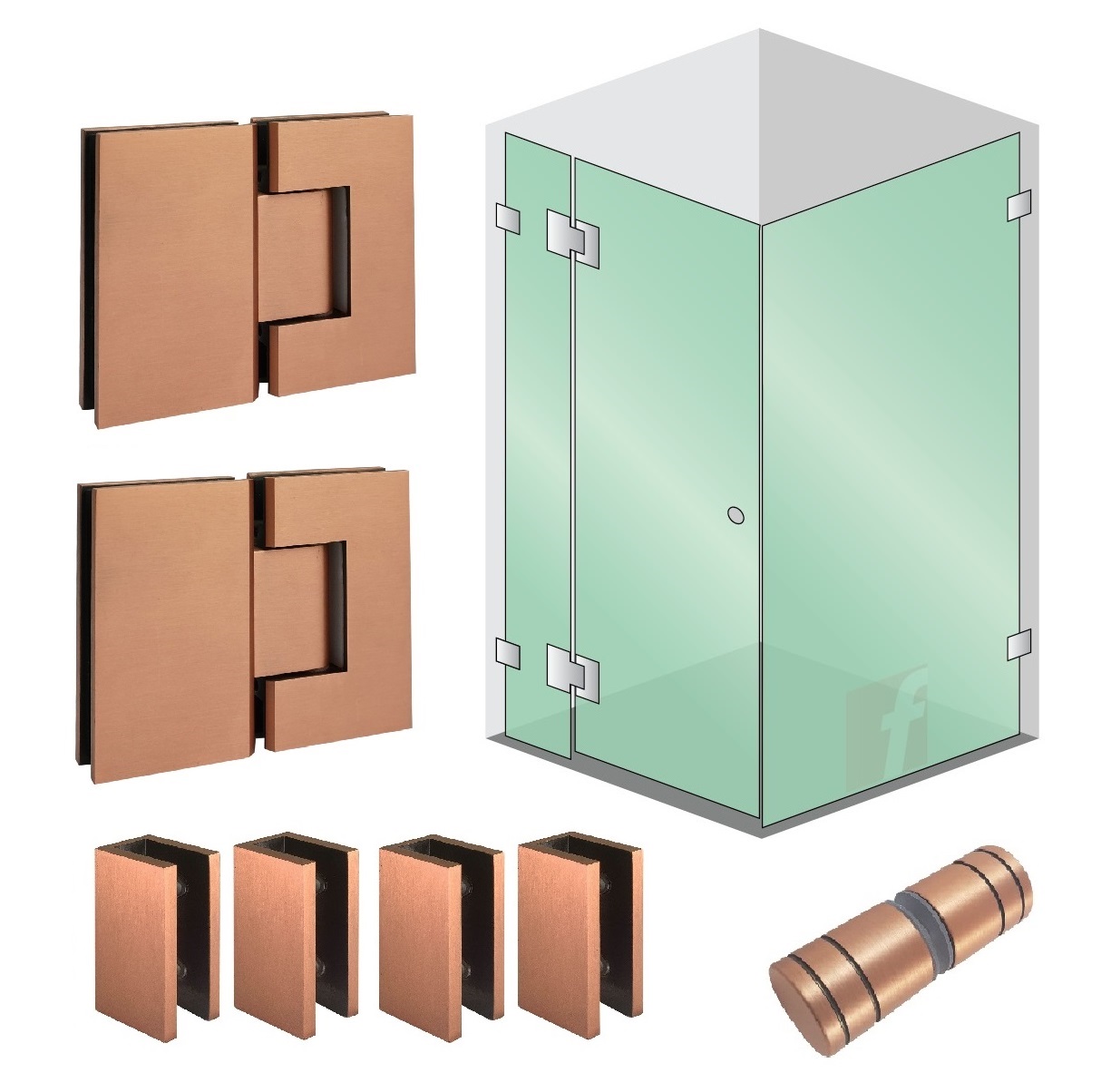 3 PANEL A CORNER SCREEN WITH ROSE GOLD HARDWARE