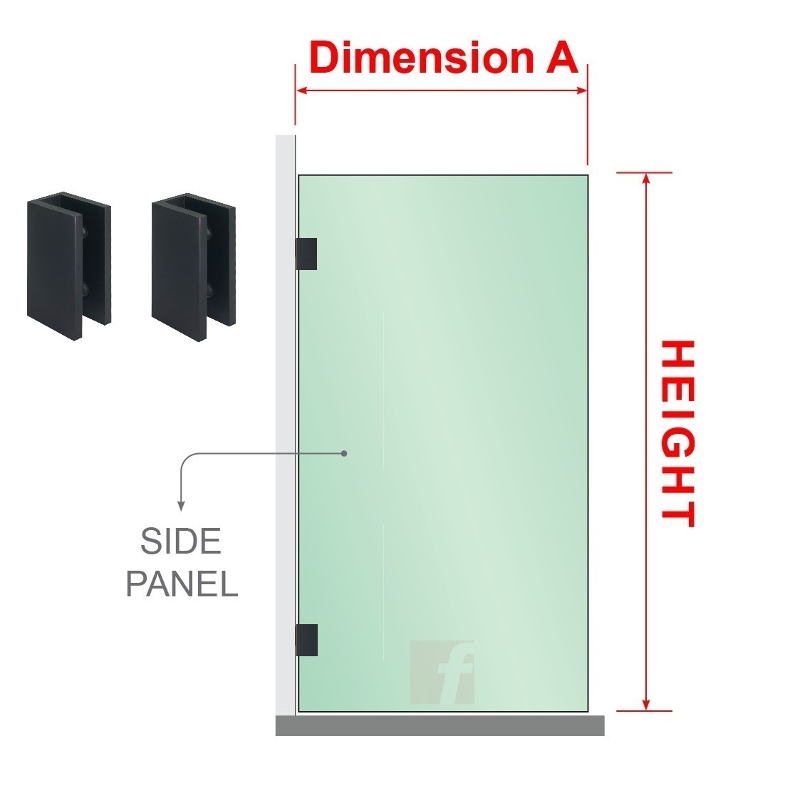 10mm Toughened Glass (Black Hardware)