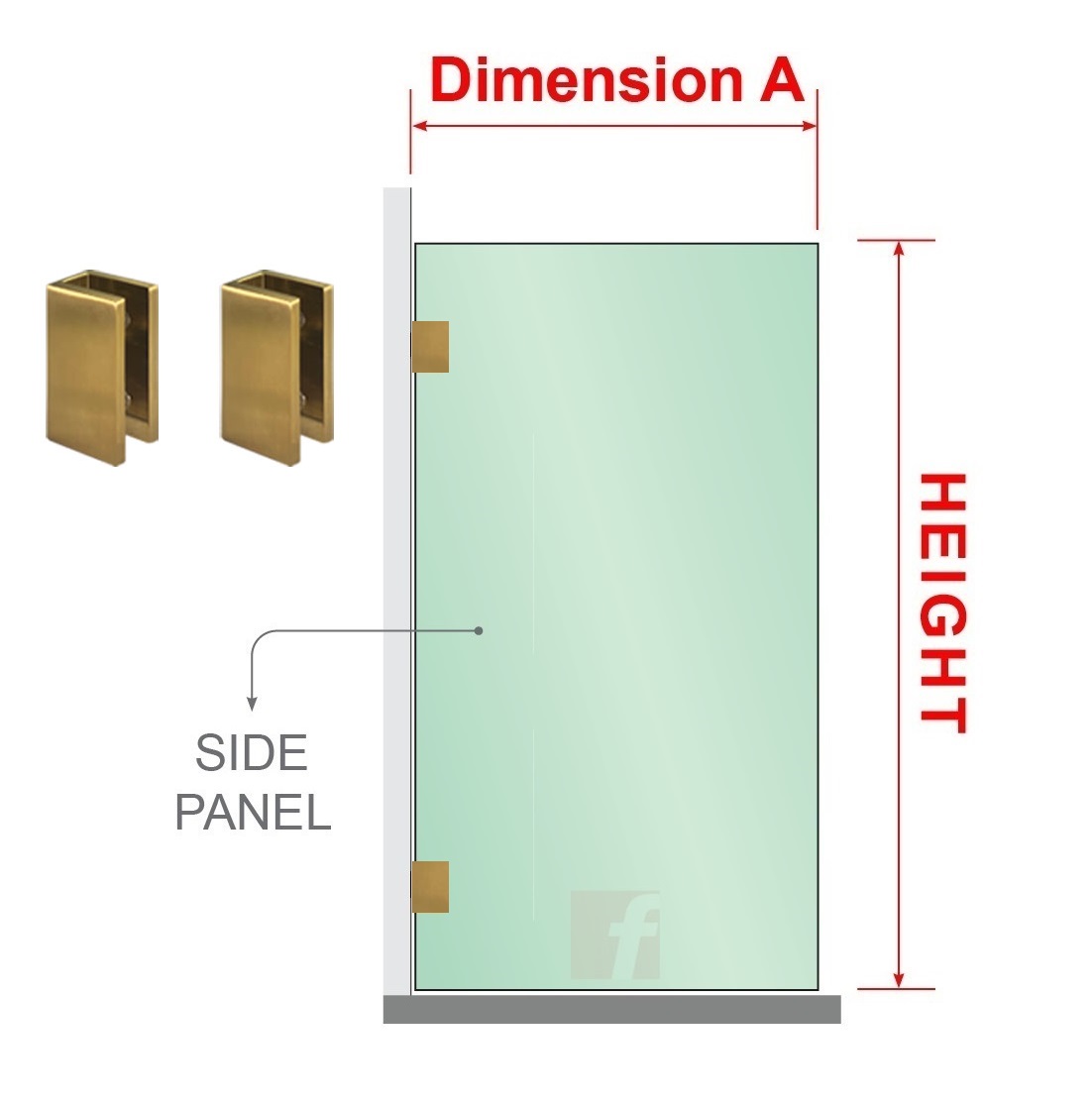 	10mm Toughened Glass (Brushed Brass Hardware)