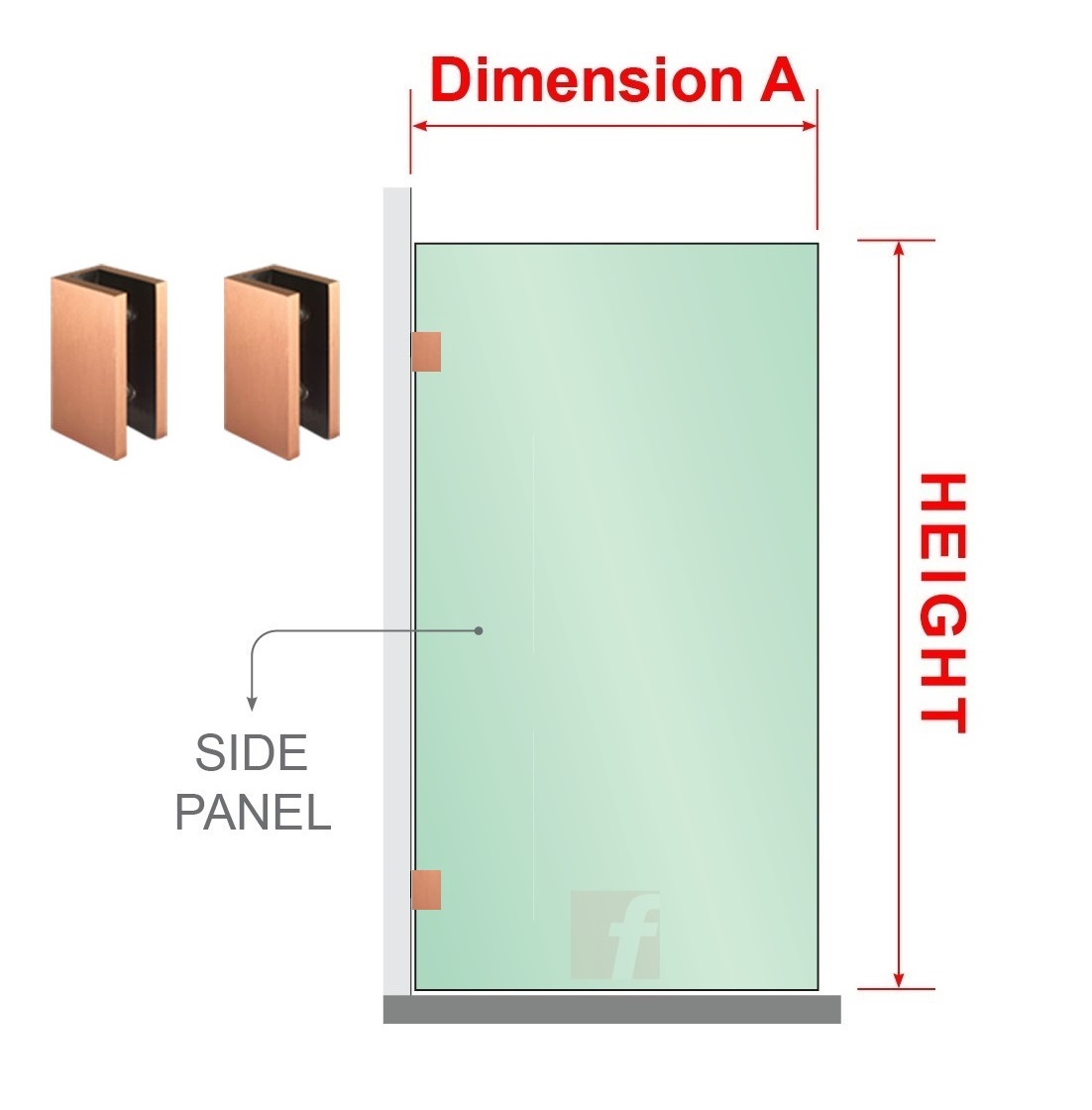 10mm Toughened Glass (Brushed Copper Hardware)