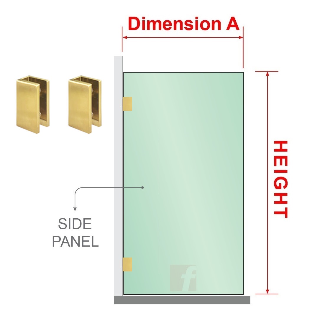 10mm Toughened Glass (Brushed Gold Hardware)