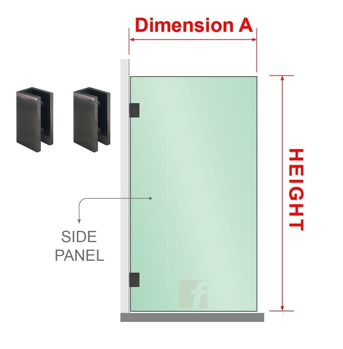 10mm Toughened Glass (Brushed Gun Metal Hardware)