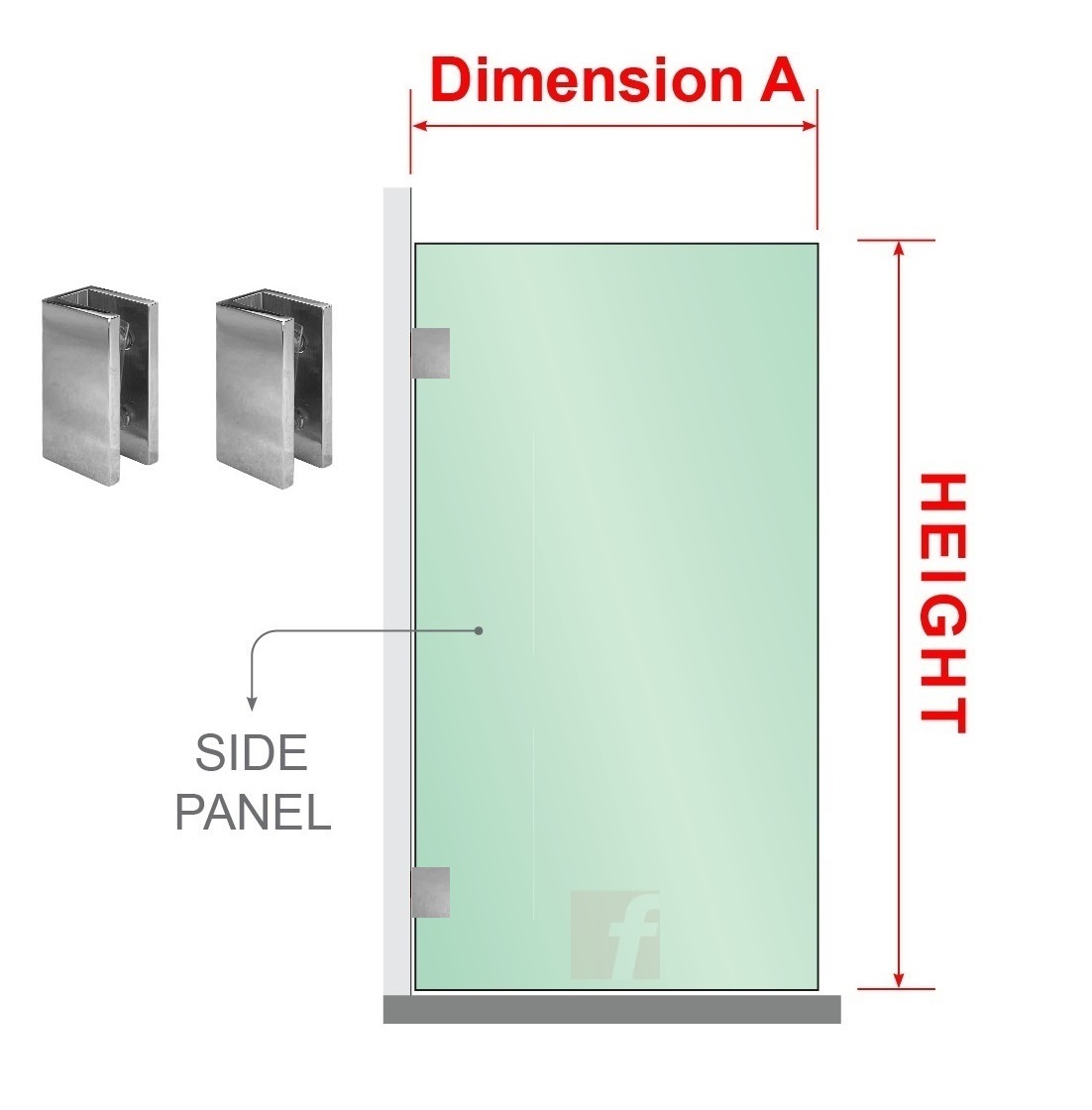 10mm Toughened Glass (Clear Polished Hardware) 