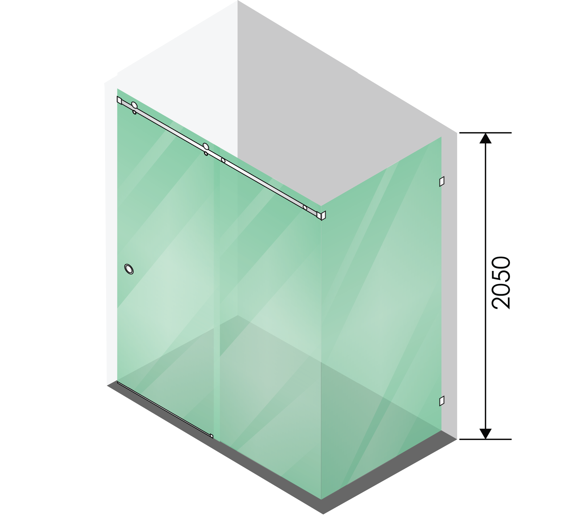 Style Sliding 3 Panel Corner (B) 