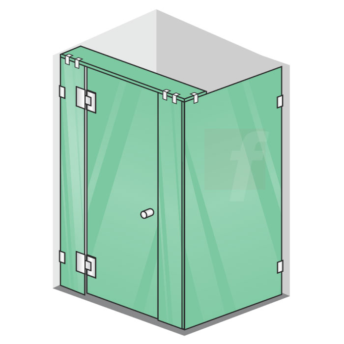 4 PANEL CORNER SCREEN WITH BRUSHED COPPER HARDWARE