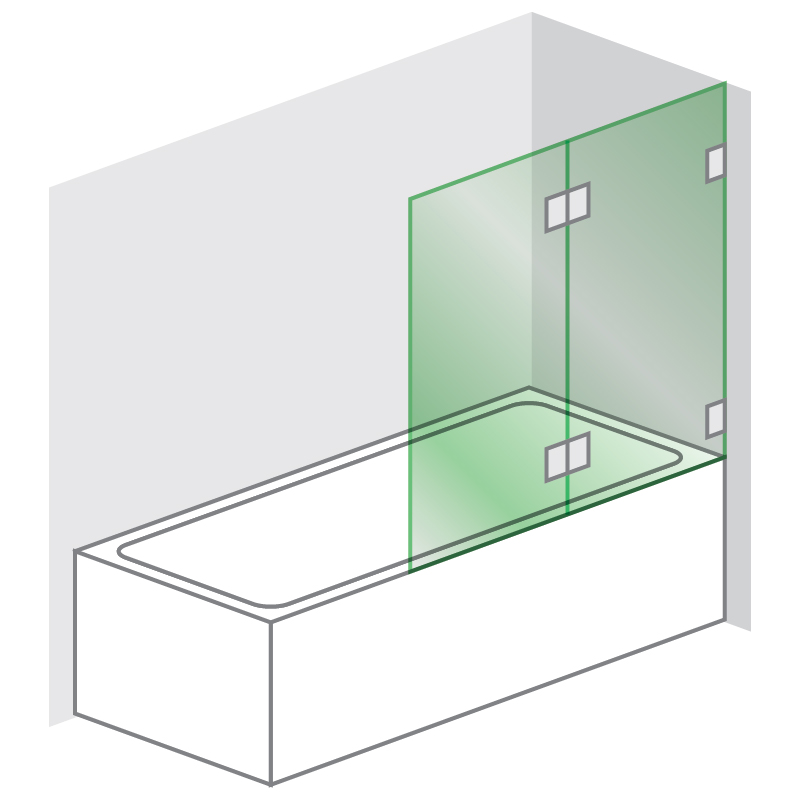 Over Bath Square Series 900W x 1600H - 2 Panel(Chrome Fittings)