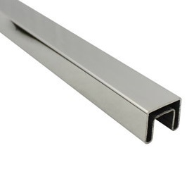 Slotted Rail Square 21 x 25mm Stainless Steel 5800mm - Polished