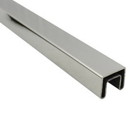 Slotted Rail Square 21 x 25mm Stainless Steel 5800mm - Satin