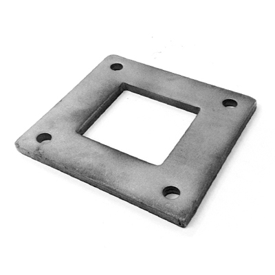 Base Plate 50mm Square Post (with holes) Stainless Steel - Raw Finish