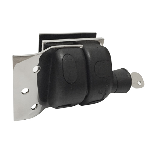 Friction Latch D&D Glass-to-Round Post (Square Edge) - Satin (Lockable Latch)