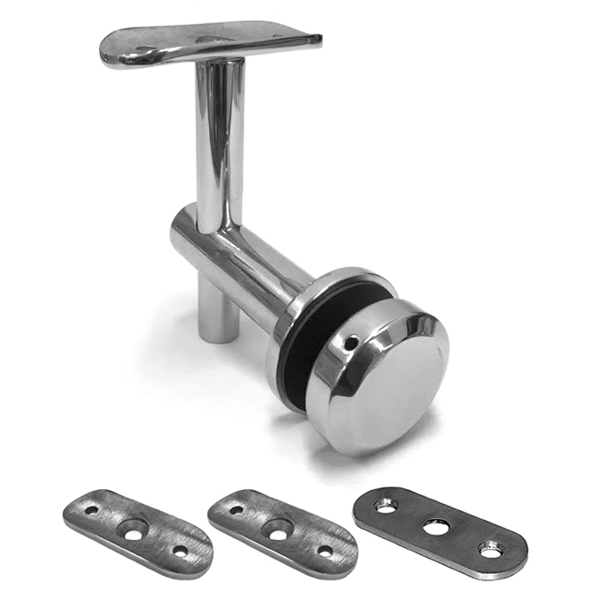 Adjustable Glass-to-Handrail Bracket (Concealed) - to suit R38 / R50 / Flat Handrail - Polished