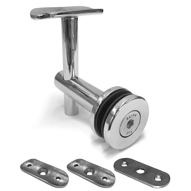 Adjustable Glass-to-Handrail Bracket (Hex-head) - to suit R38 / R50 / Flat Handrail - Polished