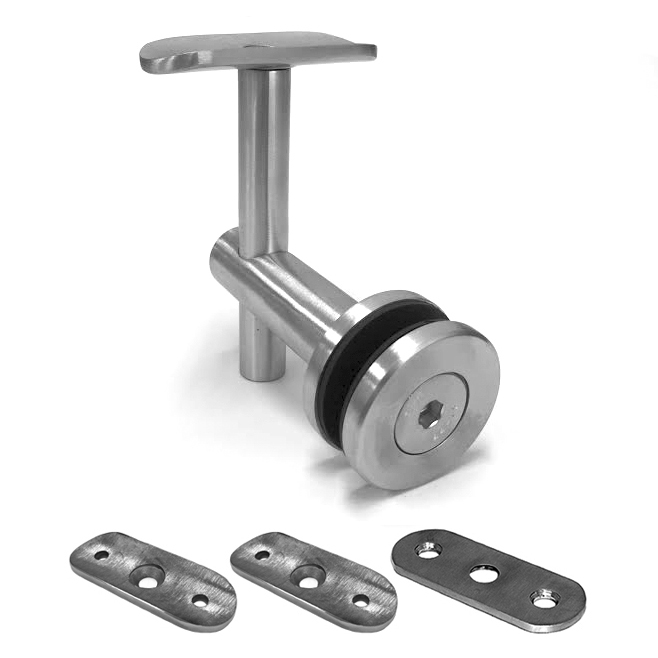 Adjustable Glass-to-Handrail Bracket (Hex-head) - to suit R38 / R50 / Flat Handrail - Satin