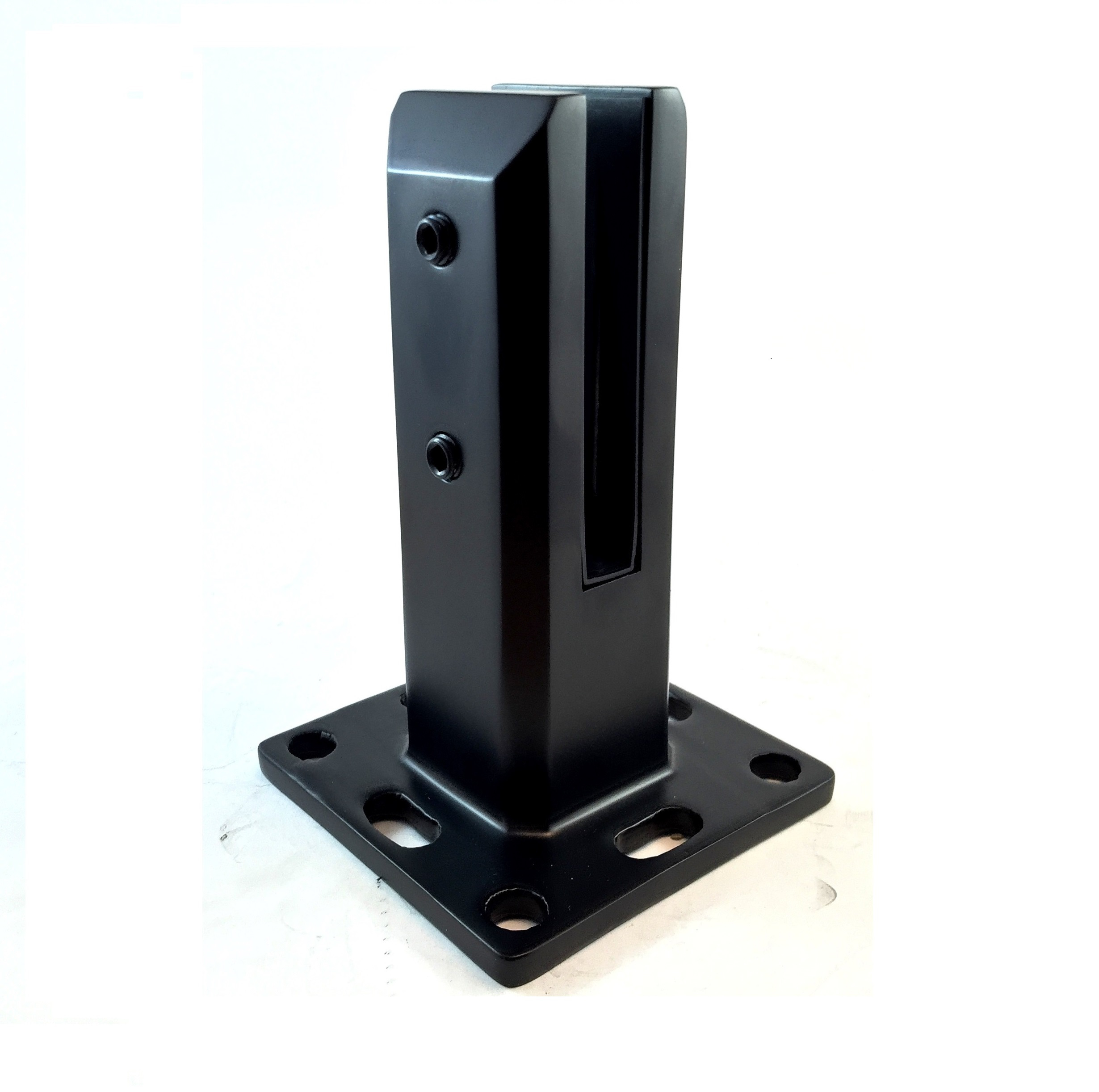 Encore Square Base Spigot Duplex 2205 Stainless Steel Fully Adjustable 50mm Mini Post Spigot with Base (Pool & Balustrade Compliant)-Satin Black Finish